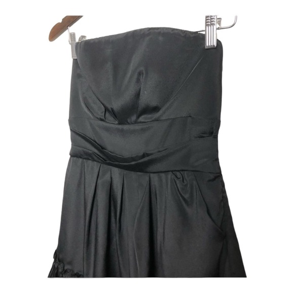 Lulumari Vintage Black Satiny Strapless Mini Length Fit Flare Ruffle Dress Med - Picture 4 of 9